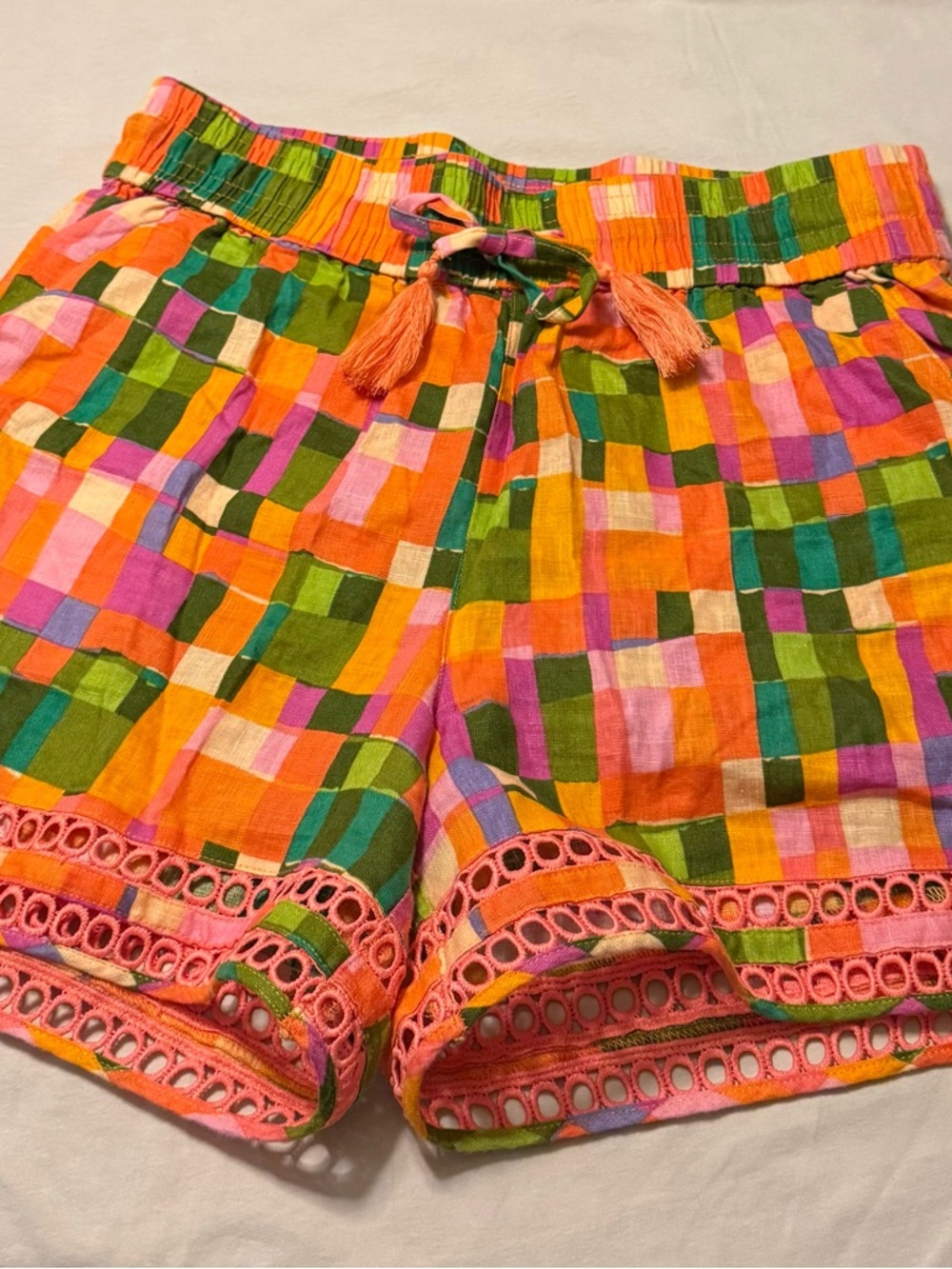C&C California 100% Linen Shorts Drawstring Elastic Waist Multicolor